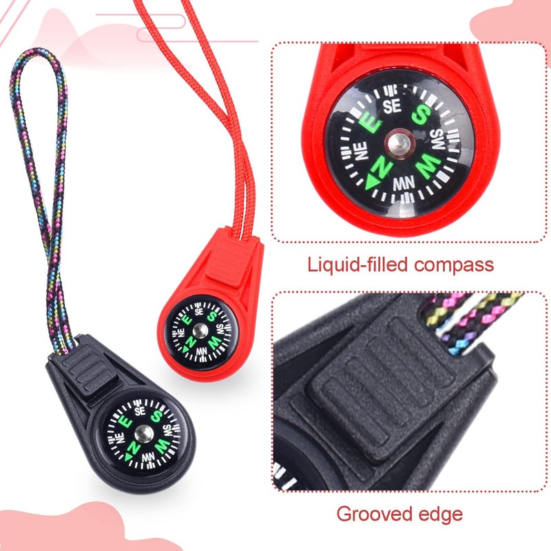 LongSLong Mini Compass for Kids Compass Keychain，Button Compass Bulk kit，Paracord Hiking Survival Small Compasses，Kids Scout Compass. - Image 3